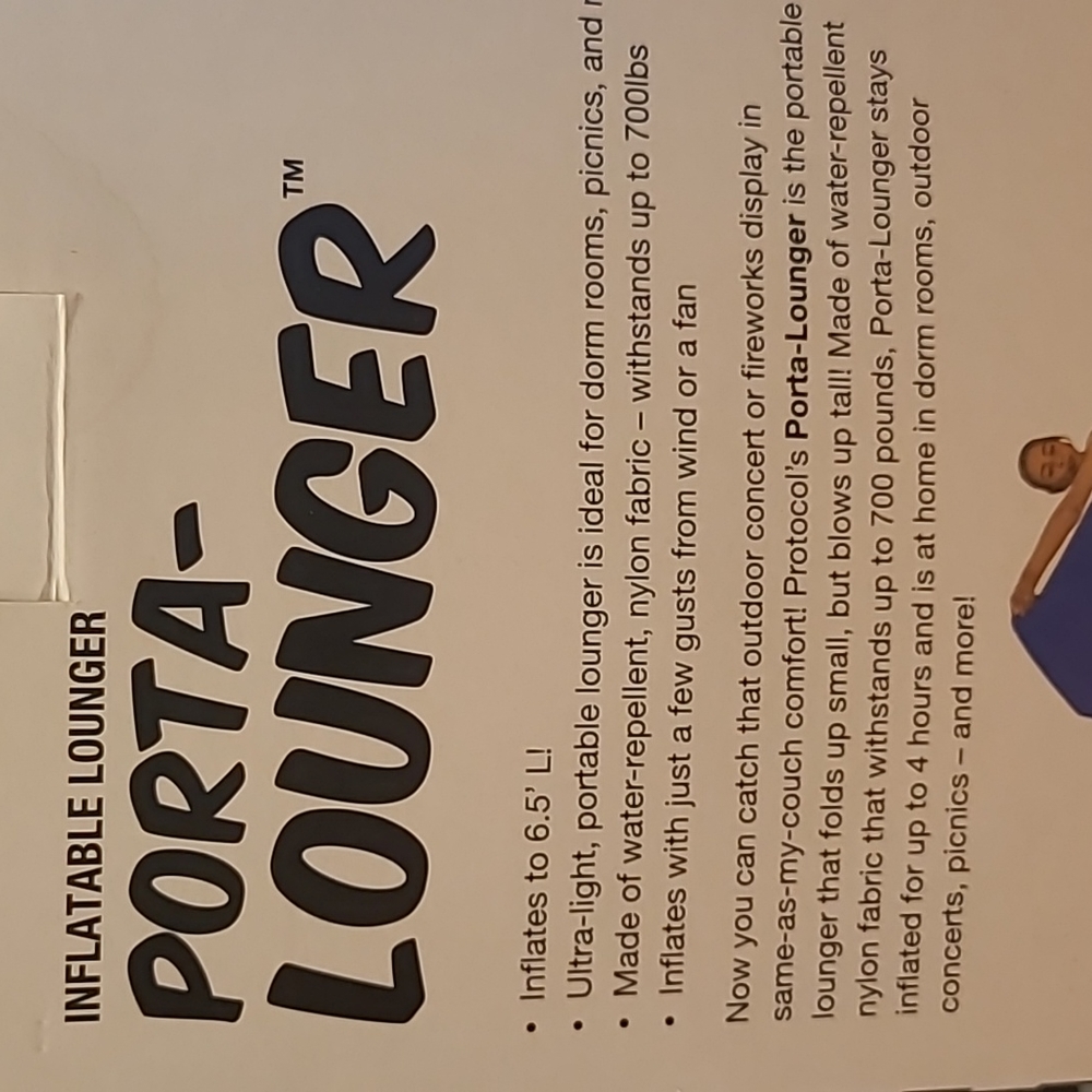 Protocol Inflatable Porta-Lounger, Like New - Picture 3 of 4